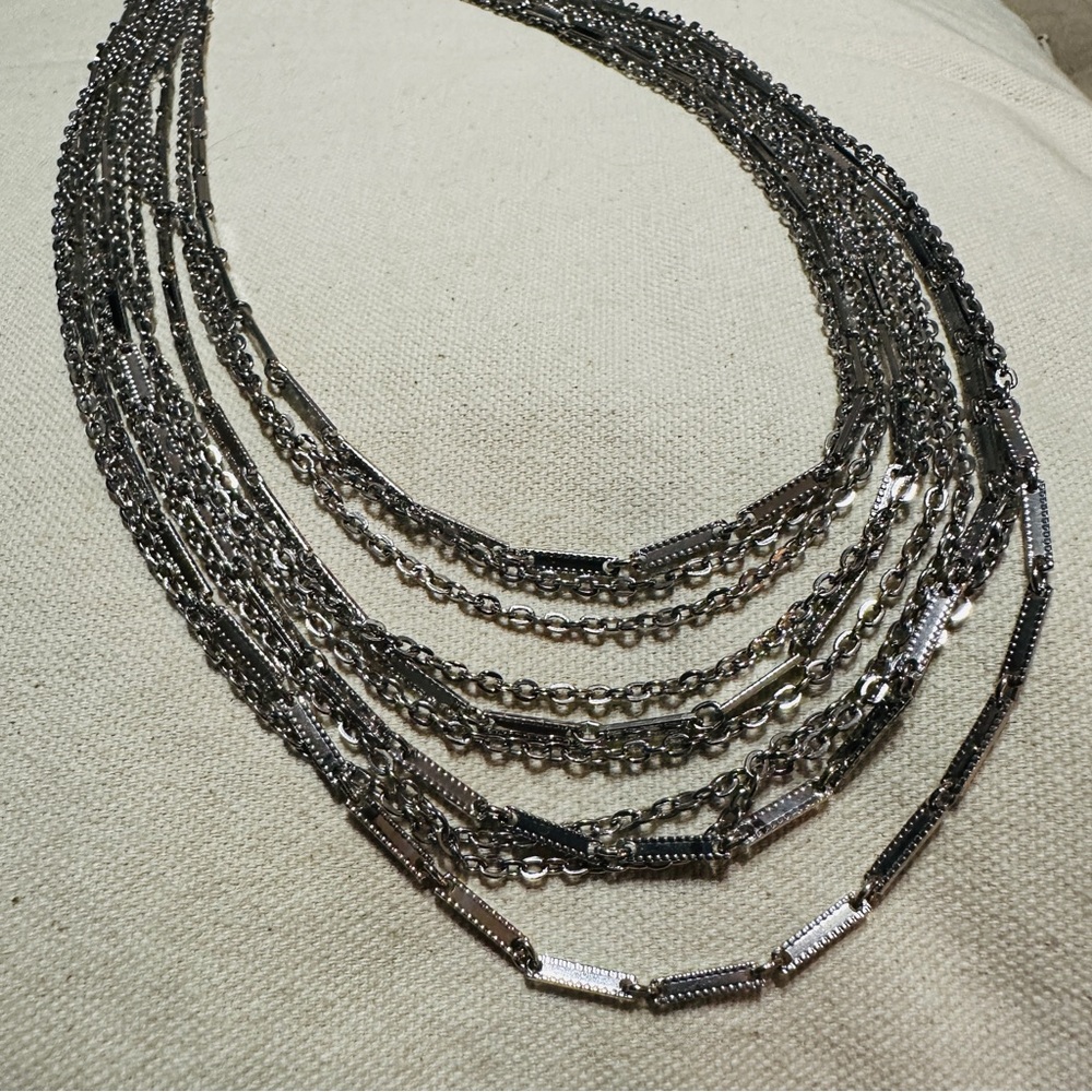 Silver Multi Chain Statement Necklace - image 7